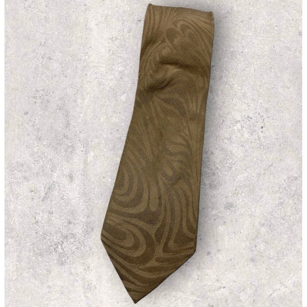 ICEBERG Linen Silk Tie ITALY XL Brown Geometric Art  W:3.6" EUC